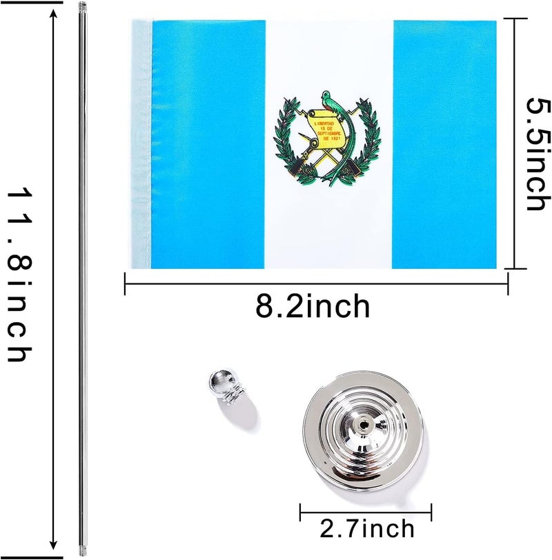 WXTWK 2 Pack Guatemala Flag Guatemalan Desk Flag Small Mini Guatemalan Table Flags With Stand Base,Home Office Festival Events Celebration Decorations - Image 2